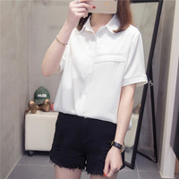 曼如芬 胖妹妹宽松半袖上衣 2019新款新品韩版修身显瘦雪纺开衫潮 ZLNM8879 白色 2XL