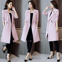 BANDALY 风衣女2019秋季女装新款开衫潮流拼接时尚休闲气质秋季风衣纯色 yzXZYHC938q 粉红色 XL