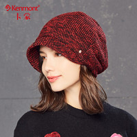卡蒙(Kenmont)km-2540 冬天韩版加绒贝雷帽百搭针织堆堆毛线帽子女 红色 均码(57.5cm)