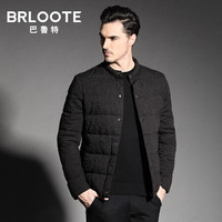 Brloote/巴鲁特男士时尚轻薄休闲棉衣男修身棉袄棉服外套黑色 170/92A