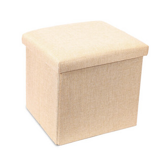 RedCamp正方形收纳凳子储物凳可坐成人沙发凳换鞋凳折叠收纳椅家用收纳箱 米白55升