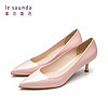莱尔斯丹 le saunda 四季新款通勤尖头套脚细高跟女单鞋LS AM53201 粉红色 38