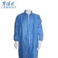劳保佳 一次性无纺布防尘服 防尘 加厚工作服 实验服 白大褂 隔离衣 蓝色 XXL