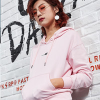 骆驼(CAMEL) 卫衣男女潮流运动连帽套头衫宽松休闲薄款学生外套 C9W142625 女款桃粉 M