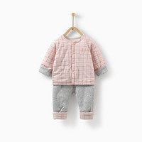 童泰秋冬婴儿对开棉套装3-18个月 T93D1163 粉色 73
