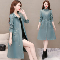 堡晟 2019秋季新款女装新品风衣女中长款韩版时尚设计感连帽蹦迪反光轻薄外套 KKAEZHL907 蓝色 M