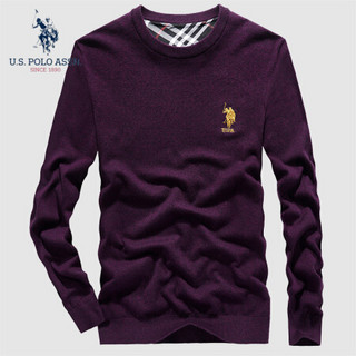 U.S.POLO ASSN. 羊毛衫 2019秋季新品商务休闲纯色修身保暖男毛衣简约百搭男士打底衫 6194115111 花紫色 50