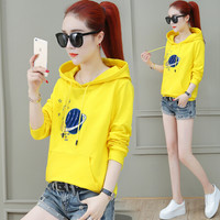AUDDE 2019秋季新款女装新品慵懒卫衣女薄款韩版宽松套头t恤休闲学生上衣潮 HZ4140-9333 黄色 3XL