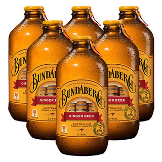 BUNDABERG 宾得宝 含气干姜汁饮料 澳州原装进口 375ml*6玻璃瓶装 发酵果汁气泡水