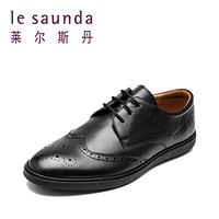 莱尔斯丹 le saunda 时尚商务休闲圆头系带布洛克平底男驾车皮鞋 LS 9TM48302 黑色 42