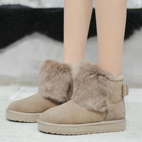 卡帝乐鳄鱼 CARTELO 雪地靴女时尚休闲搭扣兔毛棉鞋韩版套脚加绒保暖潮流 KDLYP8018 棕色 38