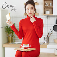 都市丽人保暖内衣女中厚高领有弹力舒适贴身秋衣秋裤套装 2W8103 正红 M