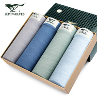 七匹狼内裤男 男士内裤莱卡棉中腰平角内裤弹力透气短裤97067-4 四条装 弹力棉款 M