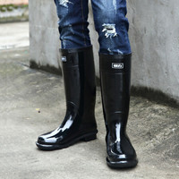 回力 Warrior 雨鞋男式中筒防水防滑橡胶套脚户外钓鱼劳保雨靴 HXL818 高筒黑色 40
