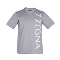 Z ZEGNA 杰尼亚 奢侈品 19春夏新款 男士灰色棉质LOGO圆领短袖T恤 VS372 ZZ630X 6X2 XXL码