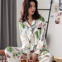 都市丽人 COSMO LADY睡衣女 19新品清新时尚长袖长裤个性印花可外穿四季家居服套装 ZH9997 白色 L