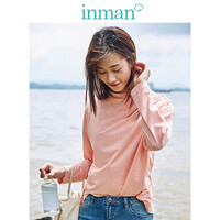 茵曼（INMAN）2019秋季新款纯色半高领休闲百搭运动潮流长袖T恤女 18930|21483 橙红色 L