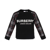 BURBERRY 巴宝莉/博柏利 奢侈品童装 19秋冬新款 男童黑色棉质格纹圆领长袖卫衣 80110101 6Y/6岁/120cm