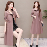 BANDALY 2019秋季新品女装风衣女外套流行中长款韩版修身气质大码休闲薄 KKWH1262 藕粉色 L