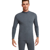 花花公子 秋衣秋裤男 薄款纯棉保暖内衣套装 中领基础打底内衣棉毛衫 深麻灰 XL