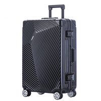 旅行之家(Travelhouse)时光隧道铝框拉杆箱万向轮男女商务行李箱包托运行李箱子T1603 黑色 28英寸