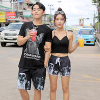 佑游沙滩裤短裤男大码宽松休闲裤温泉沙滩海岛度假 88805L 狗狗特工队 黑色 2XL