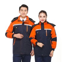 劳博士(LABORS)秋冬工作服 劳保汽修反光工程服 加棉加厚棉衣裤 藏蓝配桔套装 170