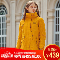 PELLIOT 伯希和 冲锋衣女 韩版修身可拆卸商务中长款时尚休闲保暖外套