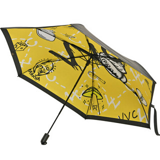 韩国VVC CM00091太阳伞女防紫外线雨伞双层折叠遮阳伞防晒晴雨两用伞 柠檬黄 直径约110cm
