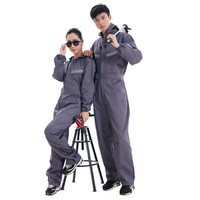 劳博士（LABORS) 带帽连体工作服 长袖劳保服  汽修工程服  反光条 灰色 M可定制