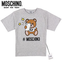 莫斯奇诺 MOSCHINO 奢侈品童装男女款棉质短袖T恤圆领半袖上衣潮HMM029 LBA10 60901 10A/10岁/140cm