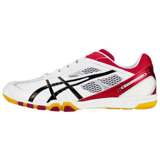 ASICS亚瑟士 乒乓球鞋男款 网面透气防滑乒乓球运动鞋 TPA327-0123 白红色 42.5