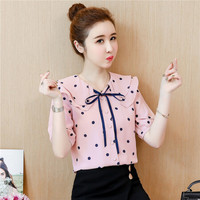 瑜珏（YuJue）洋气衬衣 2019夏装新款韩版衬衣设计感小众很仙的波点上衣 NSYY8415 粉色 L