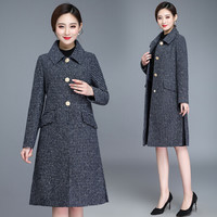 丽乔 毛呢大衣2019秋季新款女装新品毛呢大衣长款女韩版赫本风中格子时尚优雅气质潮 KKHJ19XJ141 图片色 4XL