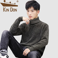 金盾（KIN DON）针织衫 男2019秋季新款休闲百搭韩版潮流时尚高领纯色打底衫 XZ217-1921 灰色 M