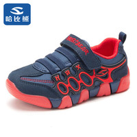 哈比熊 秋季 男童鞋 儿童运动鞋 女童休闲鞋 跑步鞋A598 深蓝/红29码/18.7cm内长
