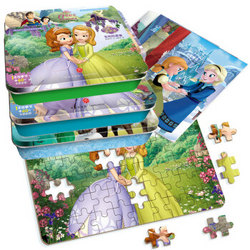 《迪士尼系列铁盒拼图：冰雪奇缘、小公主索菲亚、白雪公主》（5个铁盒、300片拼图）