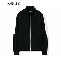 MARKLESS 卫衣男纯色运动长袖卫衣青年外套休闲立领开衫WYA8417M黑色170/88（M）