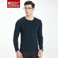 红豆 Hodo 男装 羊毛衫男时尚修身纯色圆领男士羊毛衫 G1绿色 175/92A