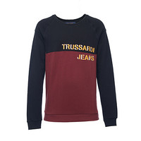 TRUSSARDI JEANS杜鲁萨迪男士酒红色棉质撞色圆领长袖卫衣52F00055 1T001705 R290 M码