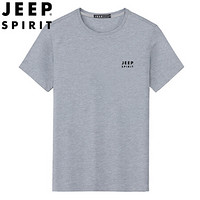 吉普 JEEP 短袖t恤男2019夏季新品纯色基础款上衣中青年打底衫圆领衣服半袖体恤男QM8809  灰色 2XL