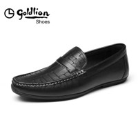 金利来（goldlion）男士时尚舒适商务休闲柔软耐磨皮鞋520810069ALB -黑色-38码