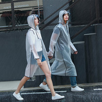 欣沁 户外旅行时尚雨衣 亲子加厚EVA带帽檐防水雨披便携男女长款风衣式 XL码