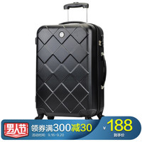 博兿(BOYI)拉杆箱24英寸男女双轴承万向轮旅行箱钻石纹系列行李箱 BY12002黑色