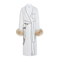 设计师品牌 Evening 睡袍 胶囊系列 薄款系带 刺绣 睡袍 白色 S