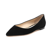 JIMMY CHOO 女士ROMY FLAT系列黑色绒面牛皮尖头平底鞋 ROMY FLAT SUE 247 BLACK 8/38