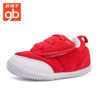 好孩子（gb）学步鞋0-2岁男女宝宝软底防滑步前鞋 18FWLT002 大红色 19码/鞋内长120