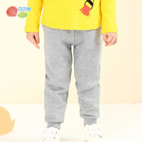 贝贝怡男童休闲裤秋季新款保暖抓绒长裤婴儿宝宝裤子 花灰 24个月/身高90cm