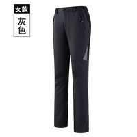 凡淑 2019冬季新品冲锋裤男女加绒加厚大码抓绒登山滑雪长裤休闲运动裤子 LLDXK1805FS 灰色女 XL