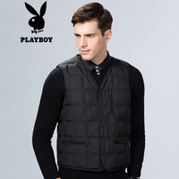 花花公子 PLAYBOY 棉马甲大码男士2019秋冬韩版潮流厚马夹坎肩中老年保暖背心男 68787001 黑色 195/5XL